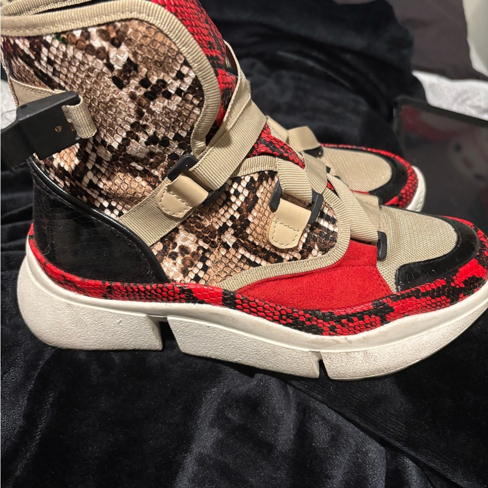 Colorful Snakeskin High-Top Sneakers